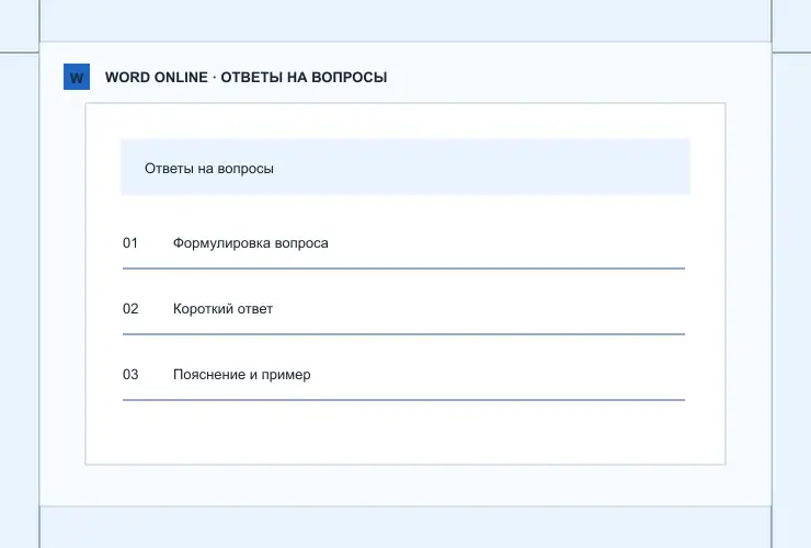 Ответы на вопросы: визуальная схема разделов документа