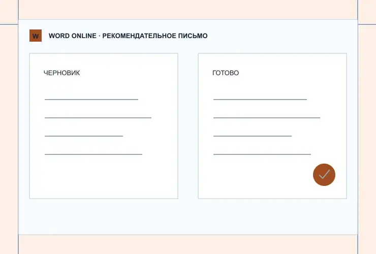 Рекомендательное письмо: визуальная схема разделов документа